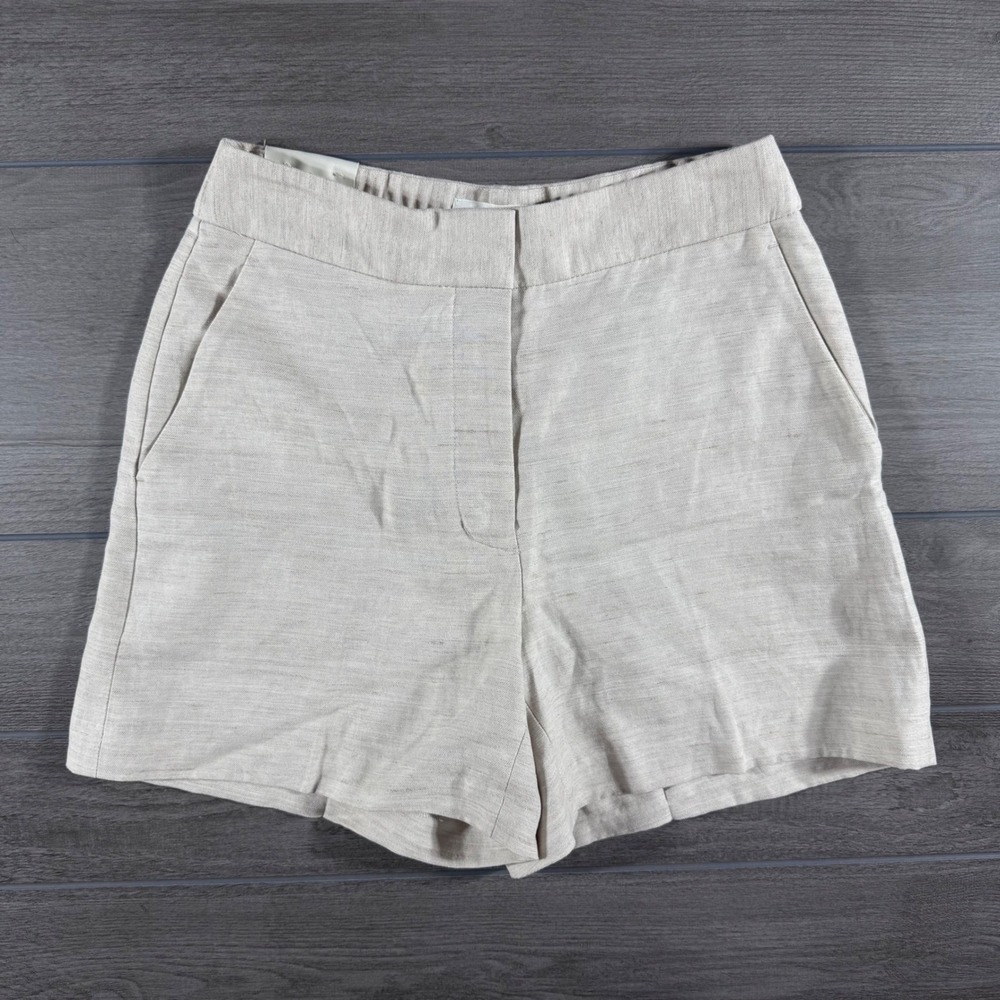 Aritzia The Limitless Short 6 Natural Ecru High Rise Linen Blend Mid-Thigh